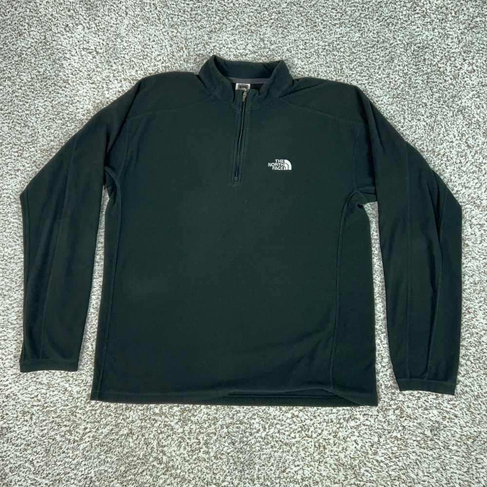 North Face Pullover Mens Medium Black TKA 100 Fleece 1/4 Zip Hiking Sweater Gorp